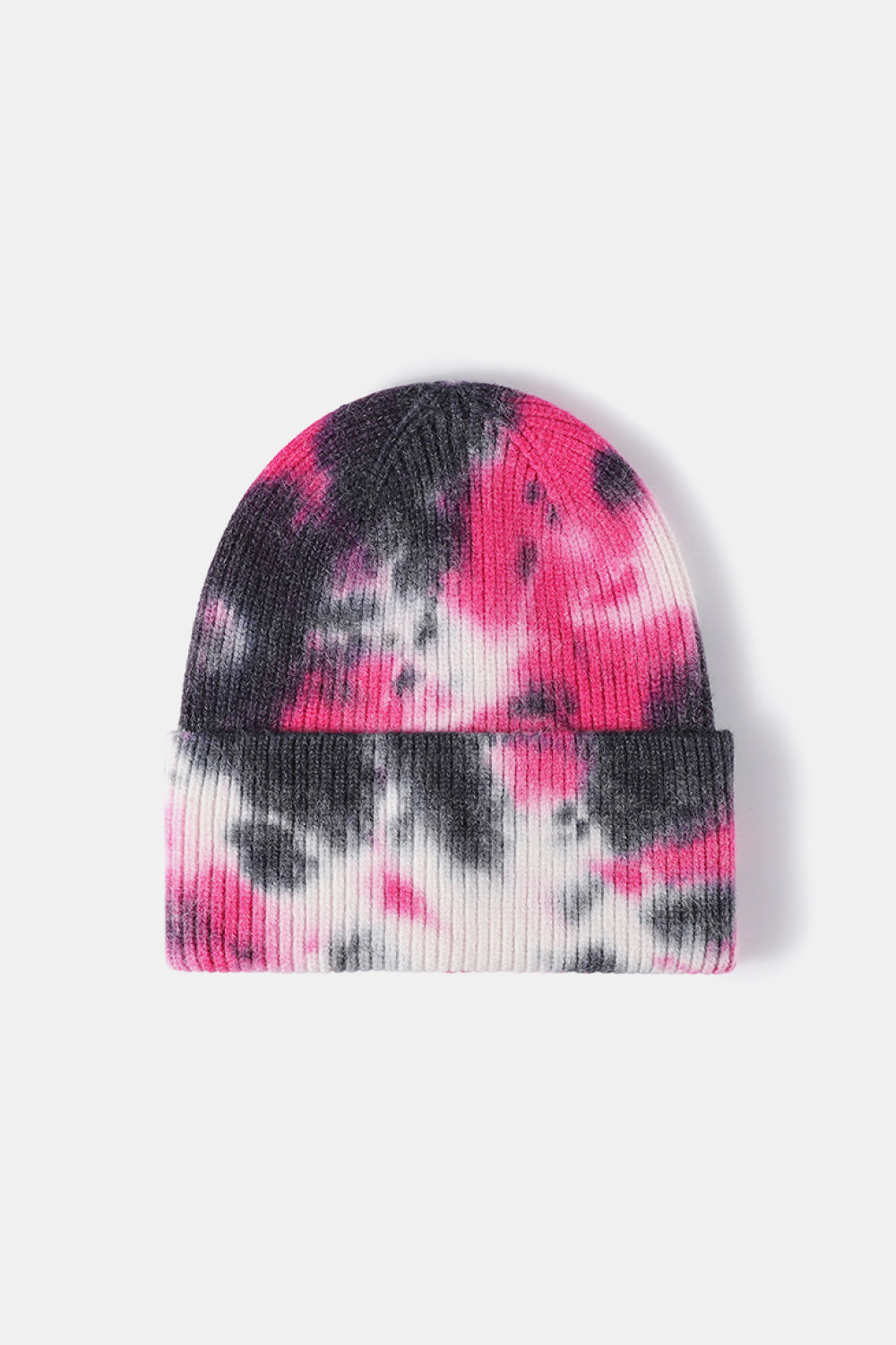 Tie-Dye Cuffed Rib-Knit Beanie Hat - Shimmervee