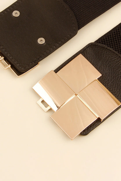 Geometric Buckle Elastic Wide Belt - Shimmervee