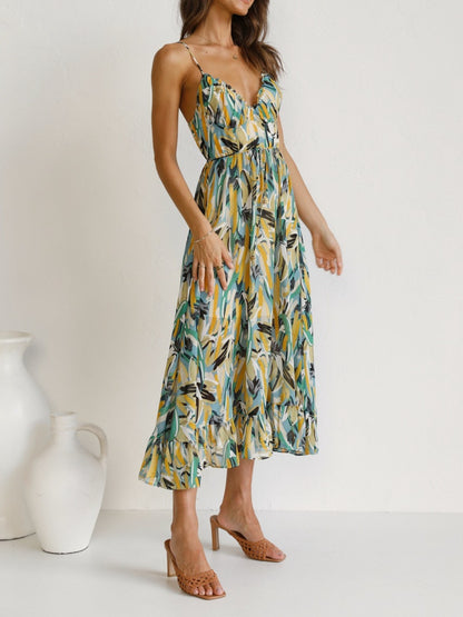 Printed Sleeveless Midi Cami dress - Shimmervee