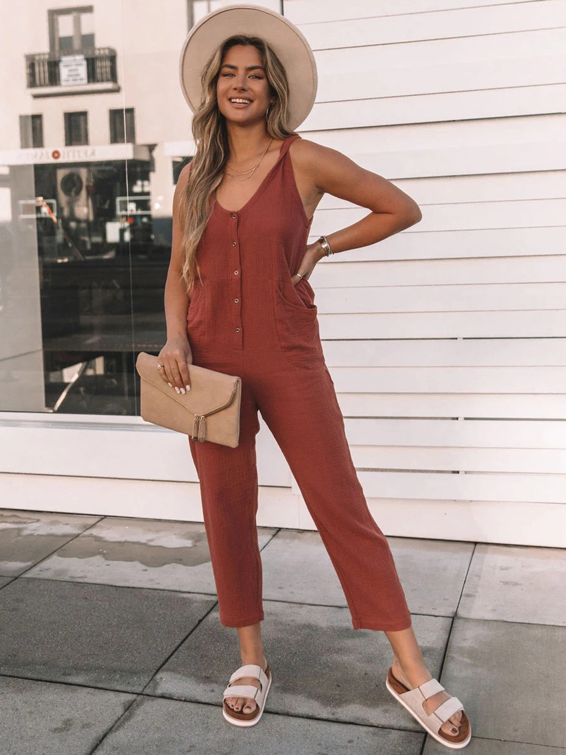 Full Size Scoop Neck Wide Strap Jumpsuit - Shimmervee