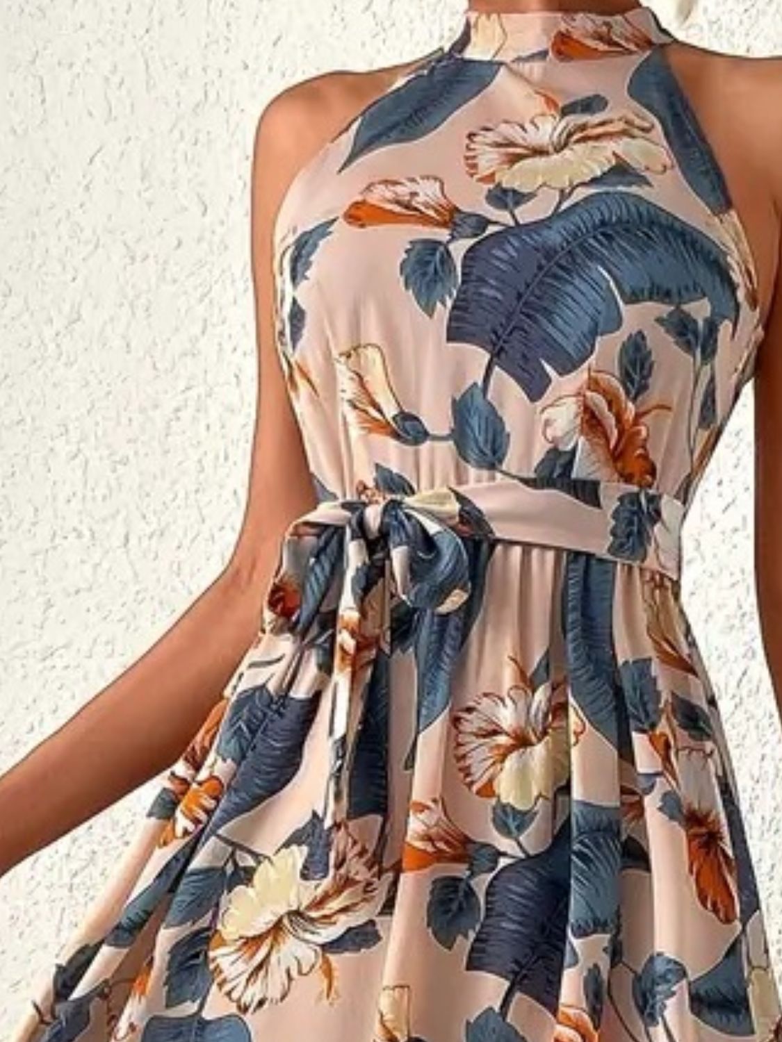 Tied Floral Sleeveless Dress - Shimmervee