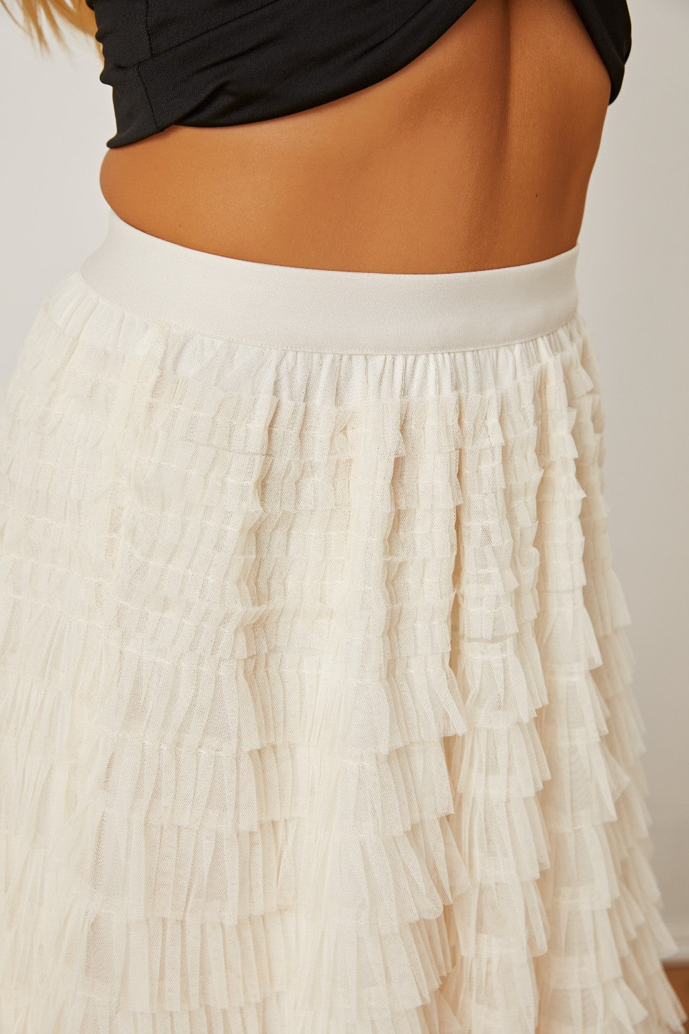 Ruched High Waist Tiered Skirt - Shimmervee