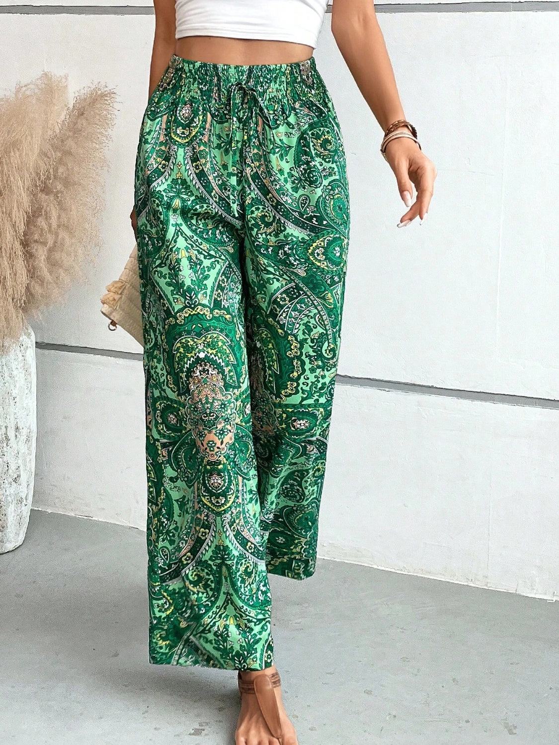 Printed Wide Leg Pants - Shimmervee