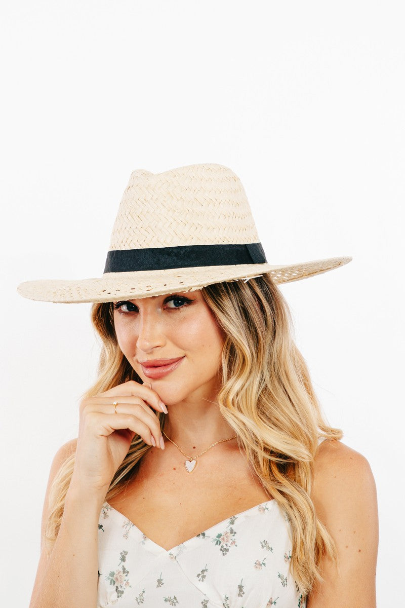 Fame Basket Weave Straw Sun Hat - Shimmervee