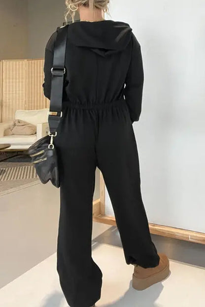 Full Size Drawstring Long Sleeve Jumpsuit - Shimmervee