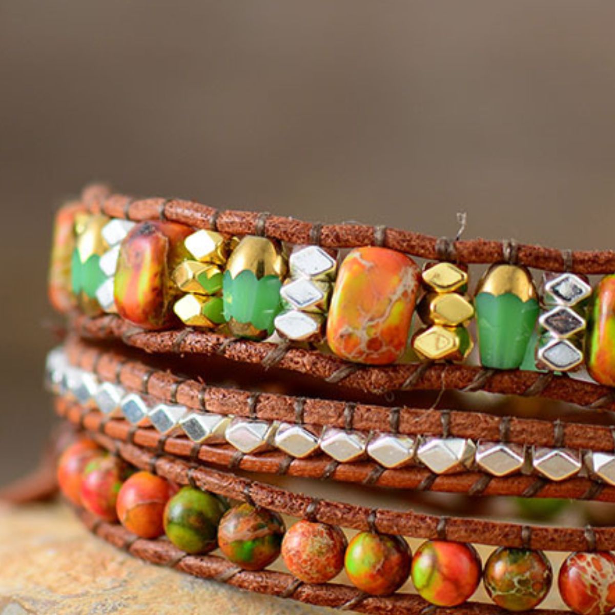 Natural Stone Woven Bracelet - Shimmervee