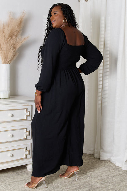 Double Take Square Neck Jumpsuit with Pockets - Shimmervee