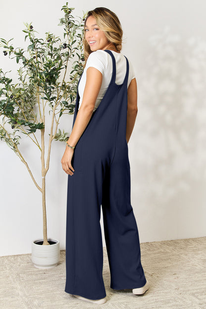 Double Take Full Size Wide Strap Overall with Pockets - Shimmervee