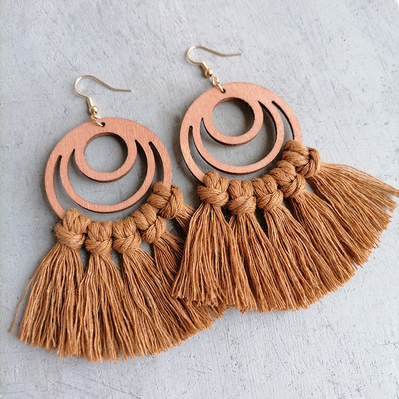 Tassel Detail Geometric Earrings - Shimmervee