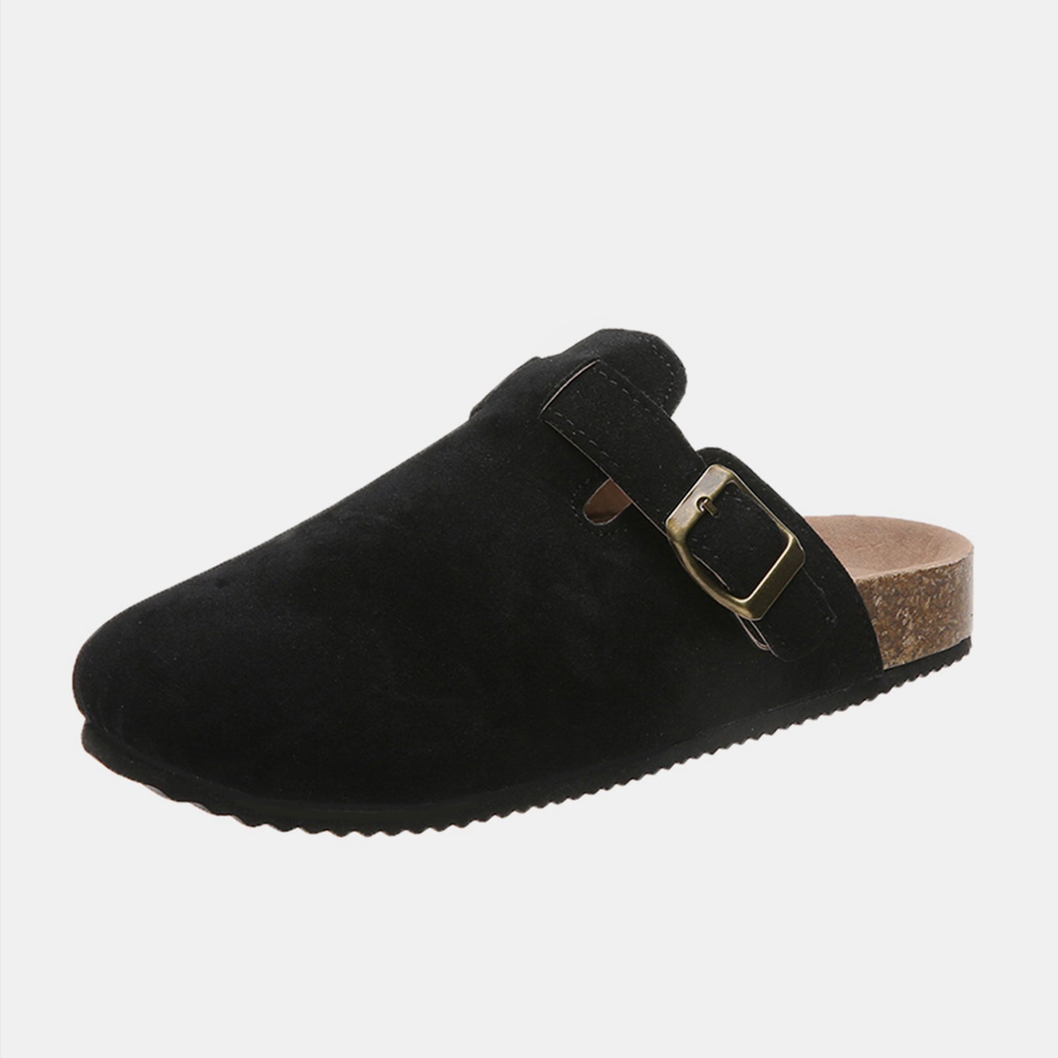 Suede Closed Toe Buckle Slide - Shimmervee