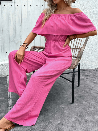 Perfee Off-Shoulder Wide Leg Jumpsuit