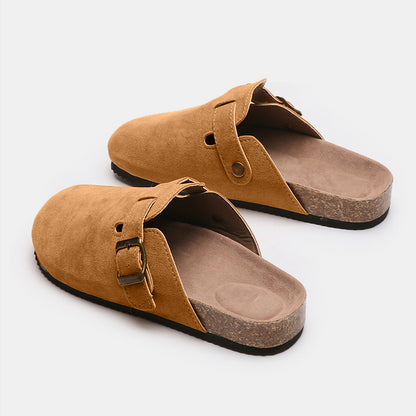 Suede Closed Toe Buckle Slide - Shimmervee