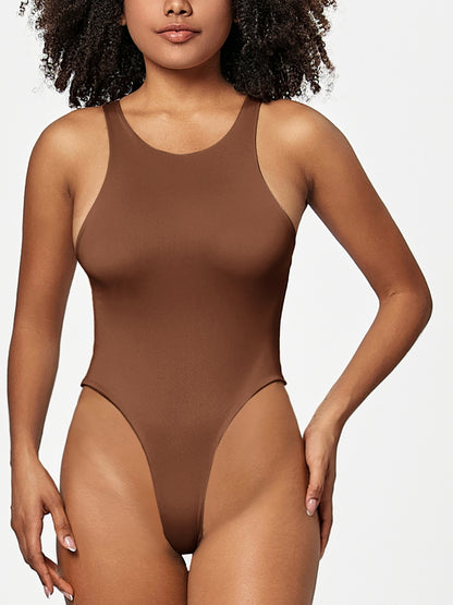 Full Size Round Neck Wide Strap Bodysuit - Shimmervee