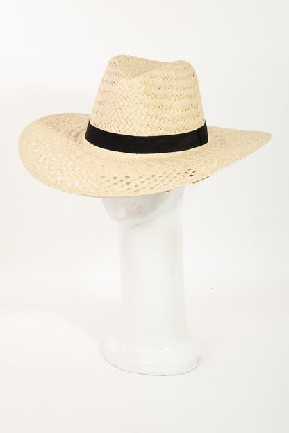 Fame Basket Weave Straw Sun Hat - Shimmervee