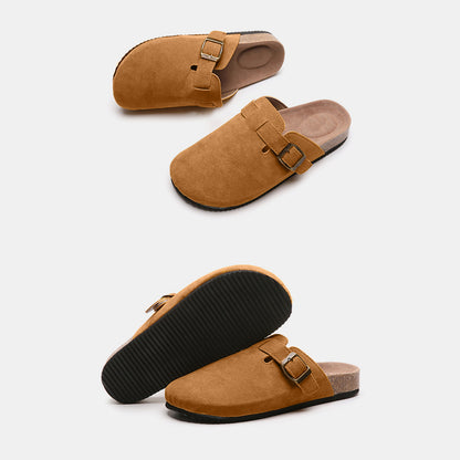 Suede Closed Toe Buckle Slide - Shimmervee