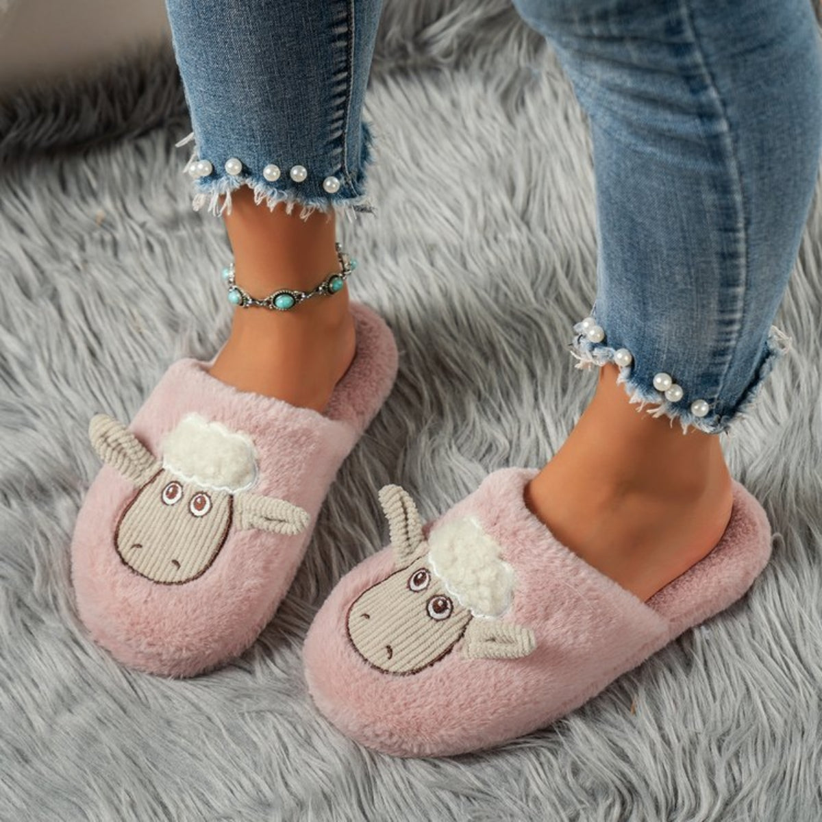 Sheep Round Toe Slippers - Shimmervee