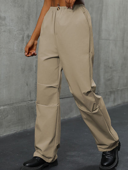 Perfee Pocketed Elastic Waist Pants