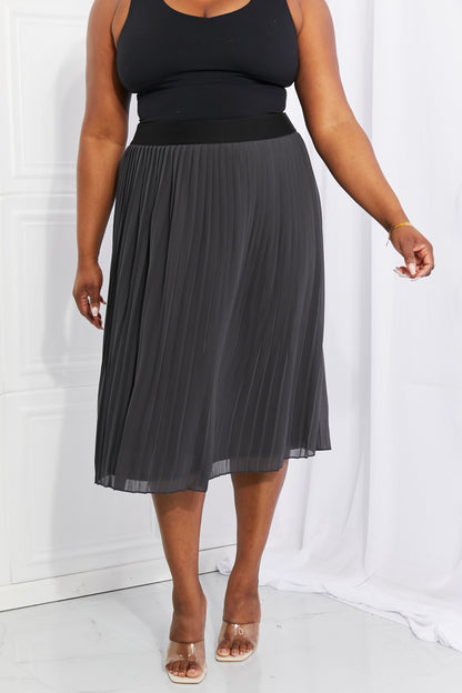 Zenana Full Size Romantic At Heart Pleated Chiffon Midi Skirt - Shimmervee