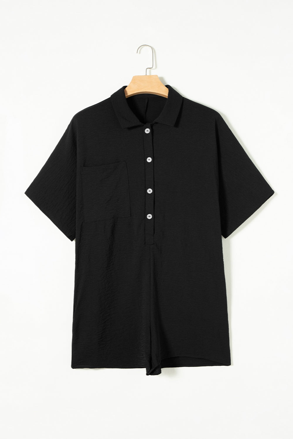 Half Button Short Sleeve Romper - Shimmervee