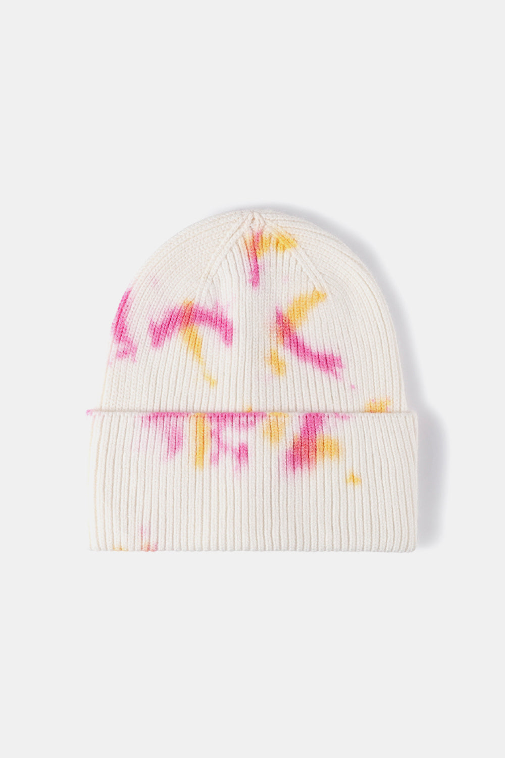 Tie-Dye Cuffed Rib-Knit Beanie Hat - Shimmervee