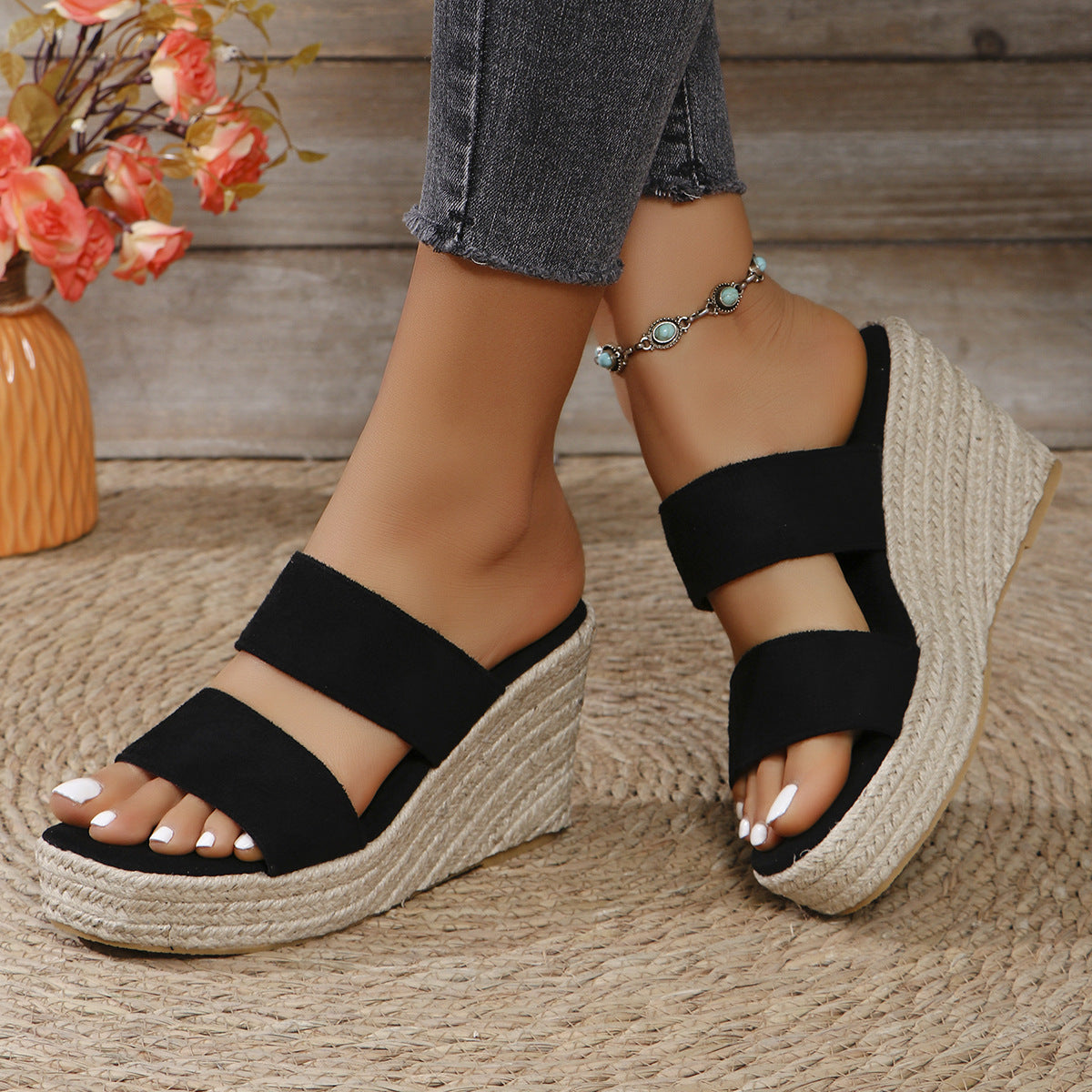 Open Toe Platform Wedge Sandals - Shimmervee