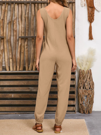 Wide Strap Jumpsuit with Pockets - Shimmervee