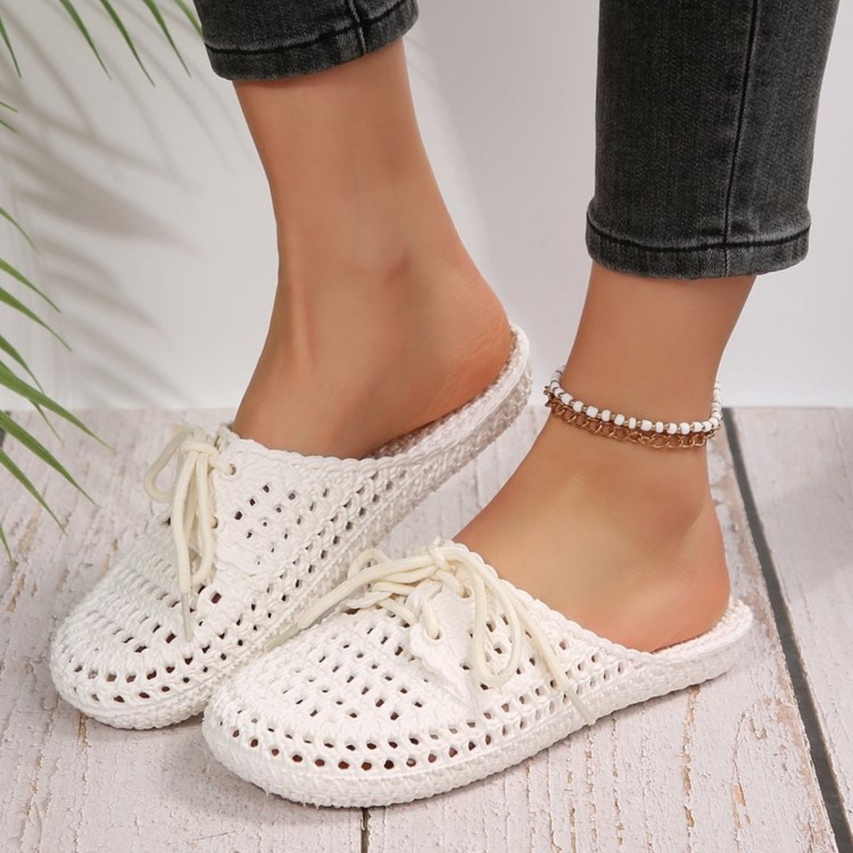 Lace-Up Flat Sandals - Shimmervee