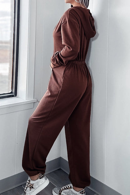 Full Size Drawstring Long Sleeve Jumpsuit - Shimmervee