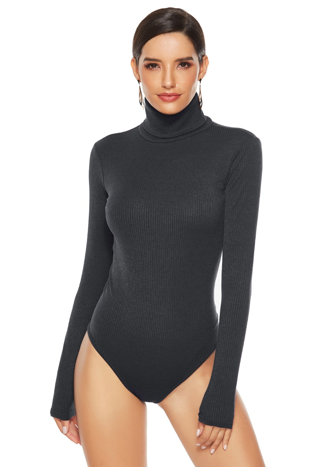 Ribbed Turtleneck Long Sleeve Bodysuit - Shimmervee