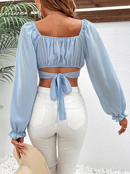 Honey Raglan Sleeve Cropped Blouse