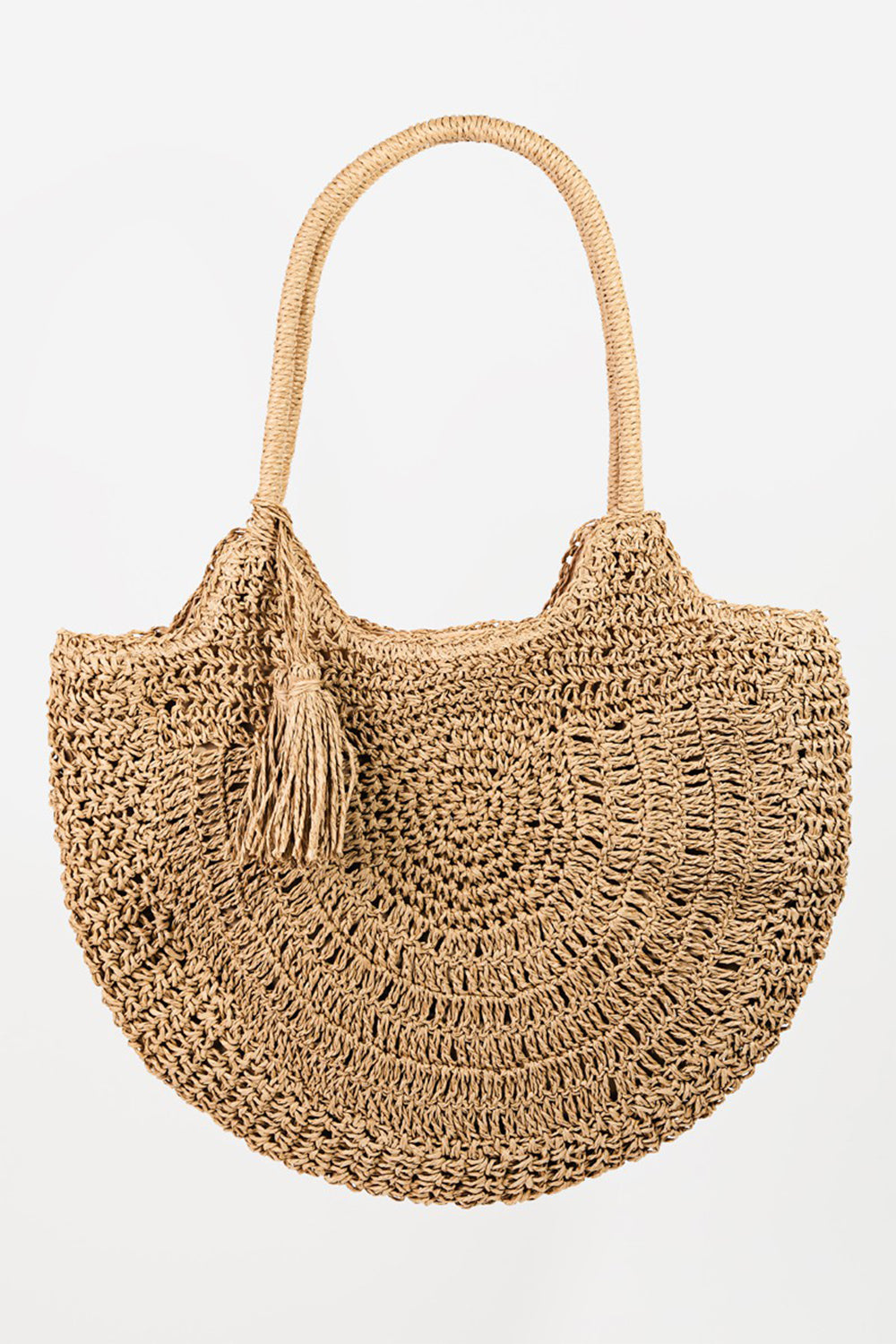 Fame Straw Braided Tote Bag with Tassel - Shimmervee