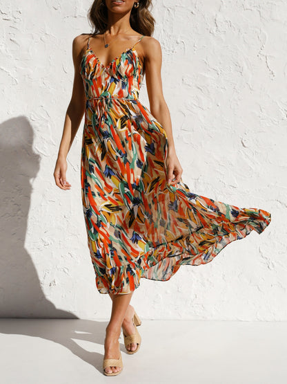 Printed Sleeveless Midi Cami dress - Shimmervee