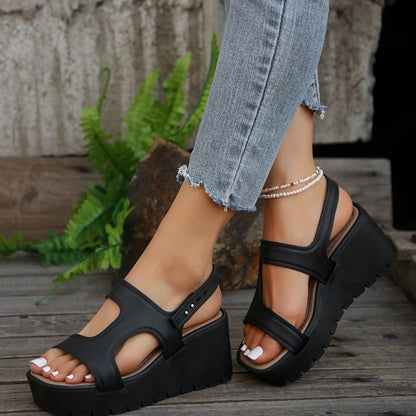 Open Toe Wedge Sandals - Shimmervee