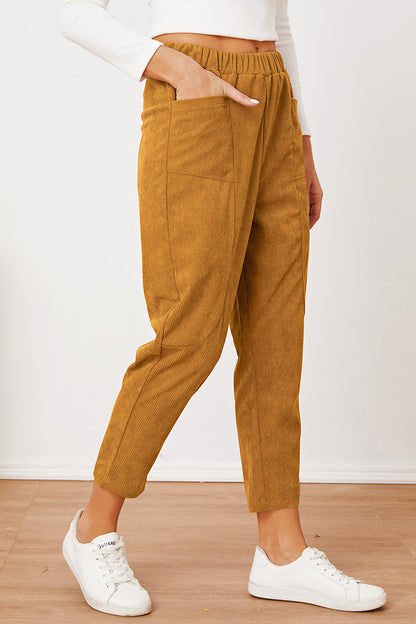 Pocketed Elastic Waist Pants