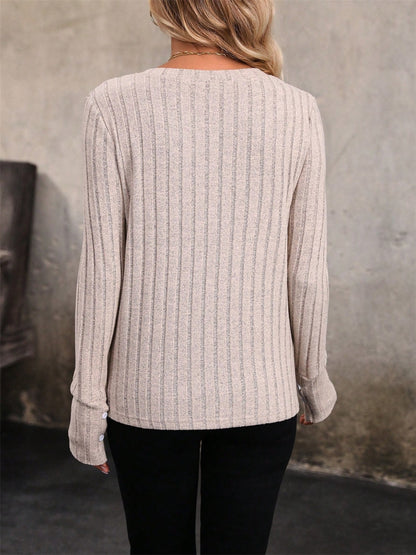 Lace Detail V-Neck Long Sleeve T-Shirt