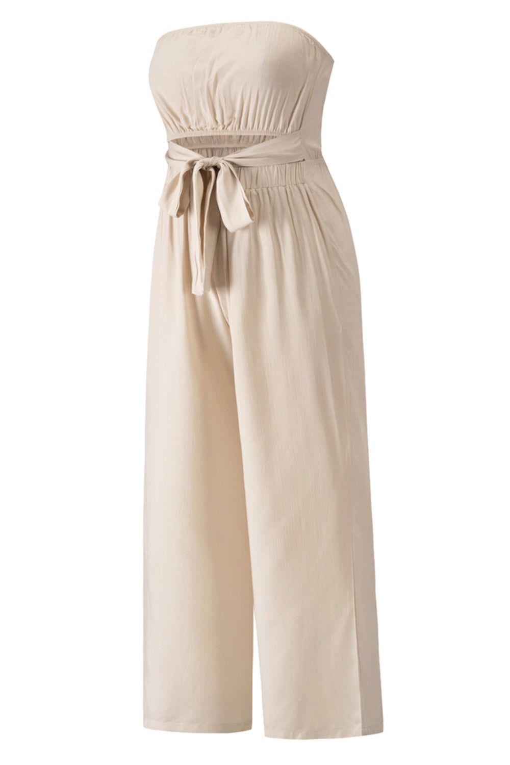 Tied Cutout Tube Wide Leg Jumpsuit - Shimmervee