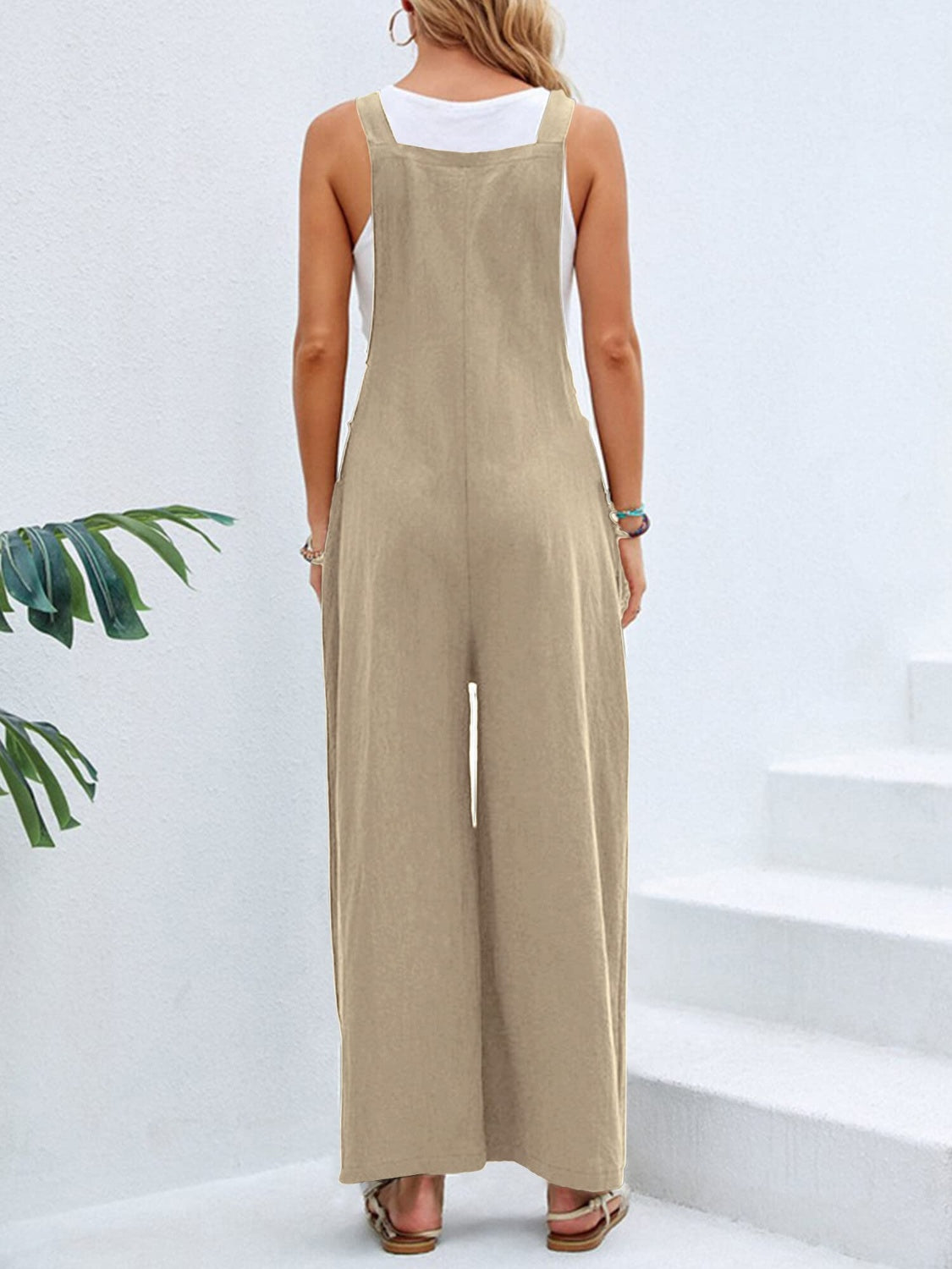 Full Size Square Neck Wide Strap Overalls - Shimmervee