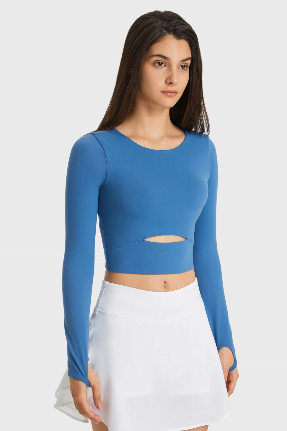 Millennia Cutout Long Sleeve Cropped Sports Top