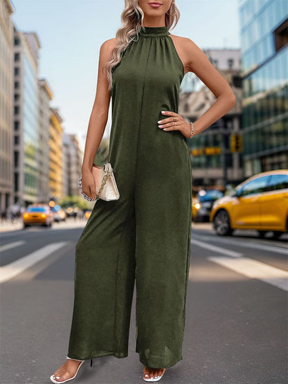 Perfee Tied Grecian Wide Leg Jumpsuit - Shimmervee