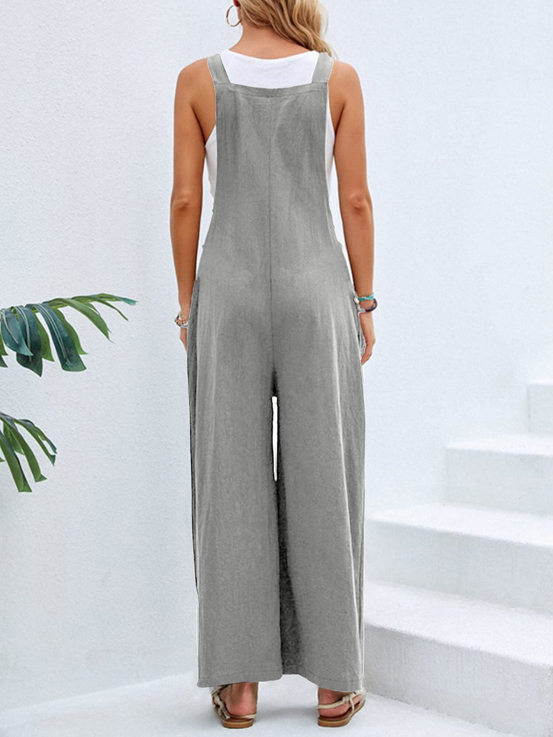 Full Size Square Neck Wide Strap Overalls - Shimmervee