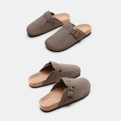 Suede Closed Toe Buckle Slide - Shimmervee