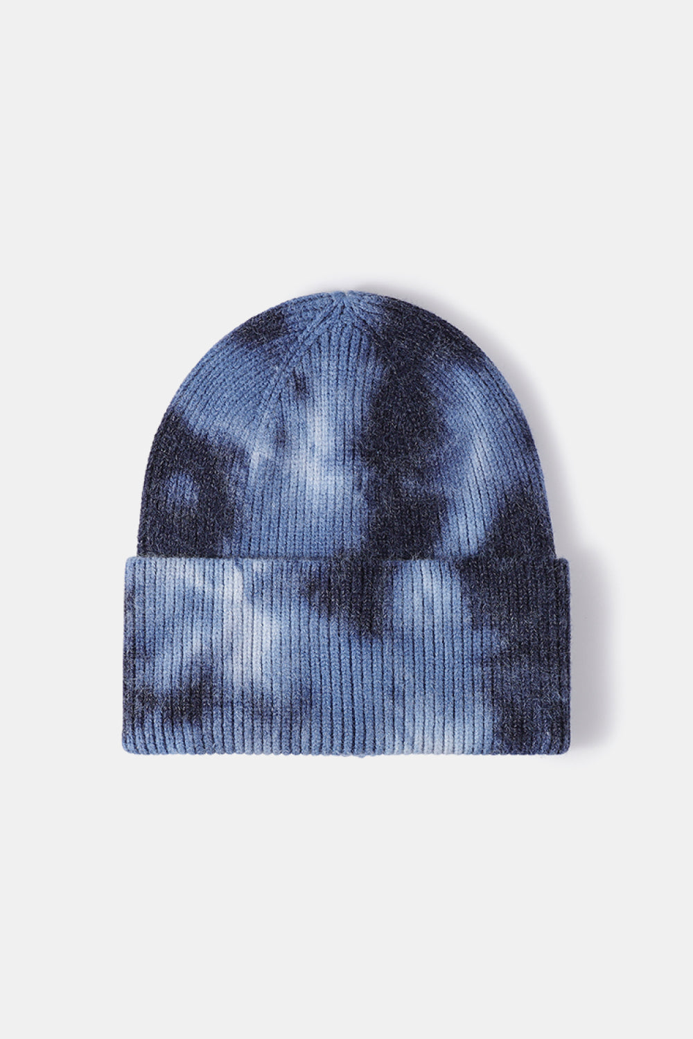 Tie-Dye Cuffed Rib-Knit Beanie Hat - Shimmervee