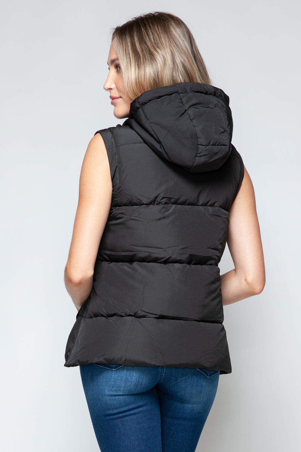 Snobbish Snap and Zip Closure Hooded Vest - Shimmervee