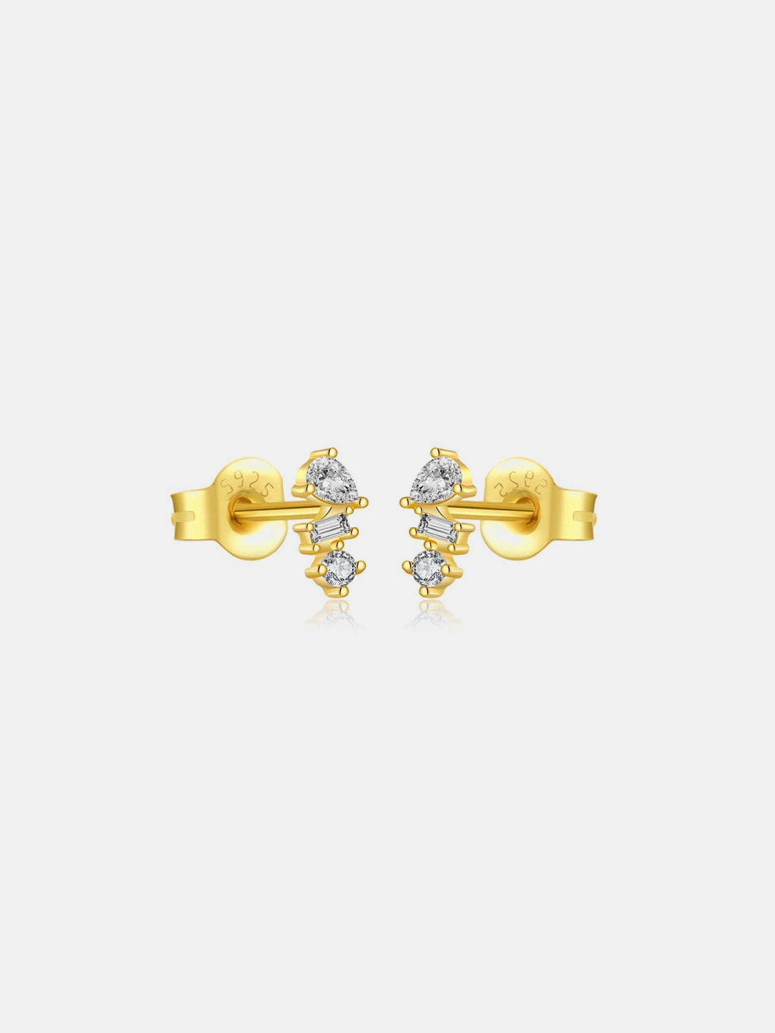 925 Sterling Silver Inlaid Zircon Stud Earrings