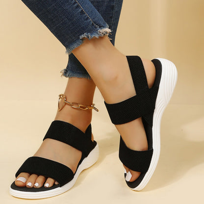 Rubber Open Toe Low Heel Sandals - Shimmervee