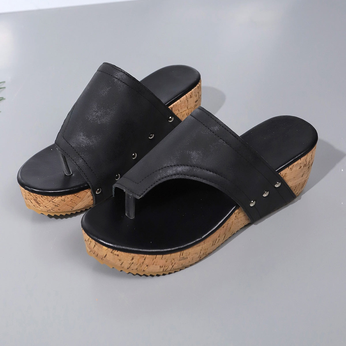 PU Leather Wedge Sandals - Shimmervee