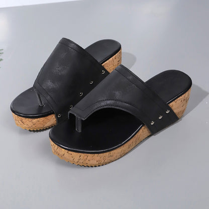 PU Leather Wedge Sandals - Shimmervee