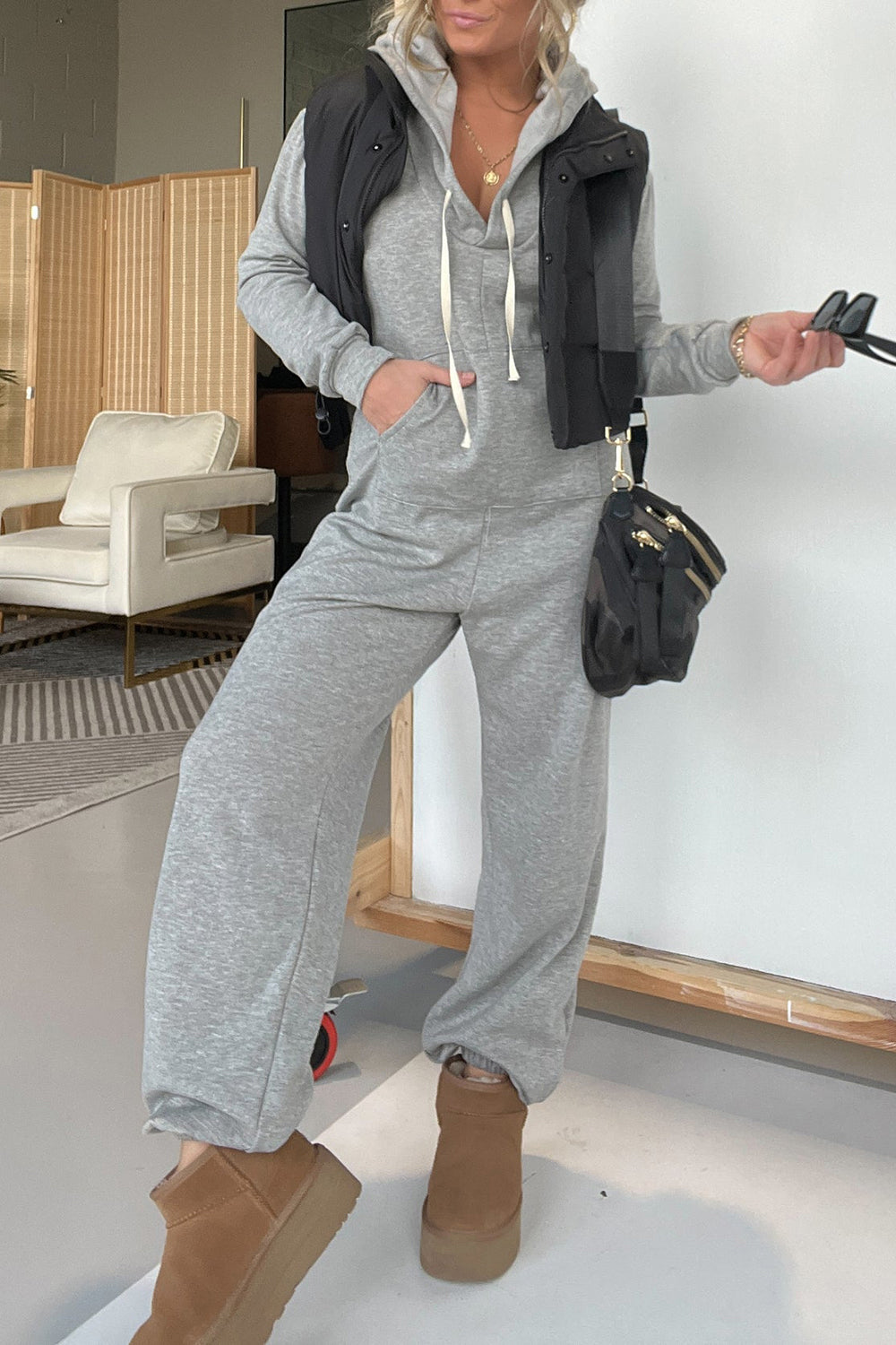 Full Size Drawstring Long Sleeve Jumpsuit - Shimmervee