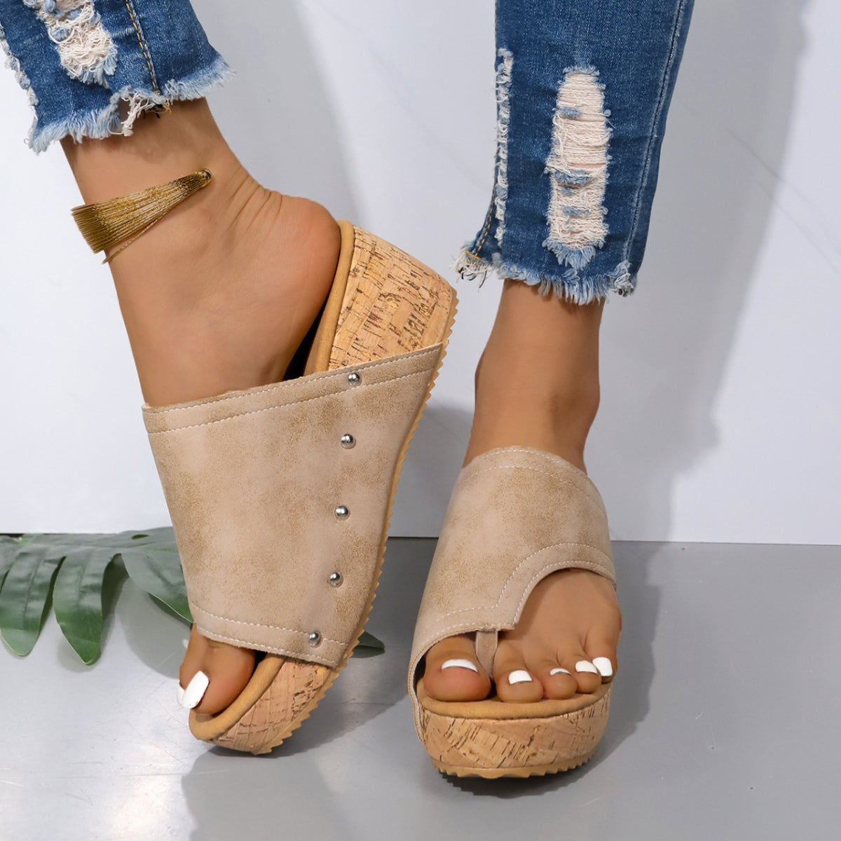 PU Leather Wedge Sandals - Shimmervee