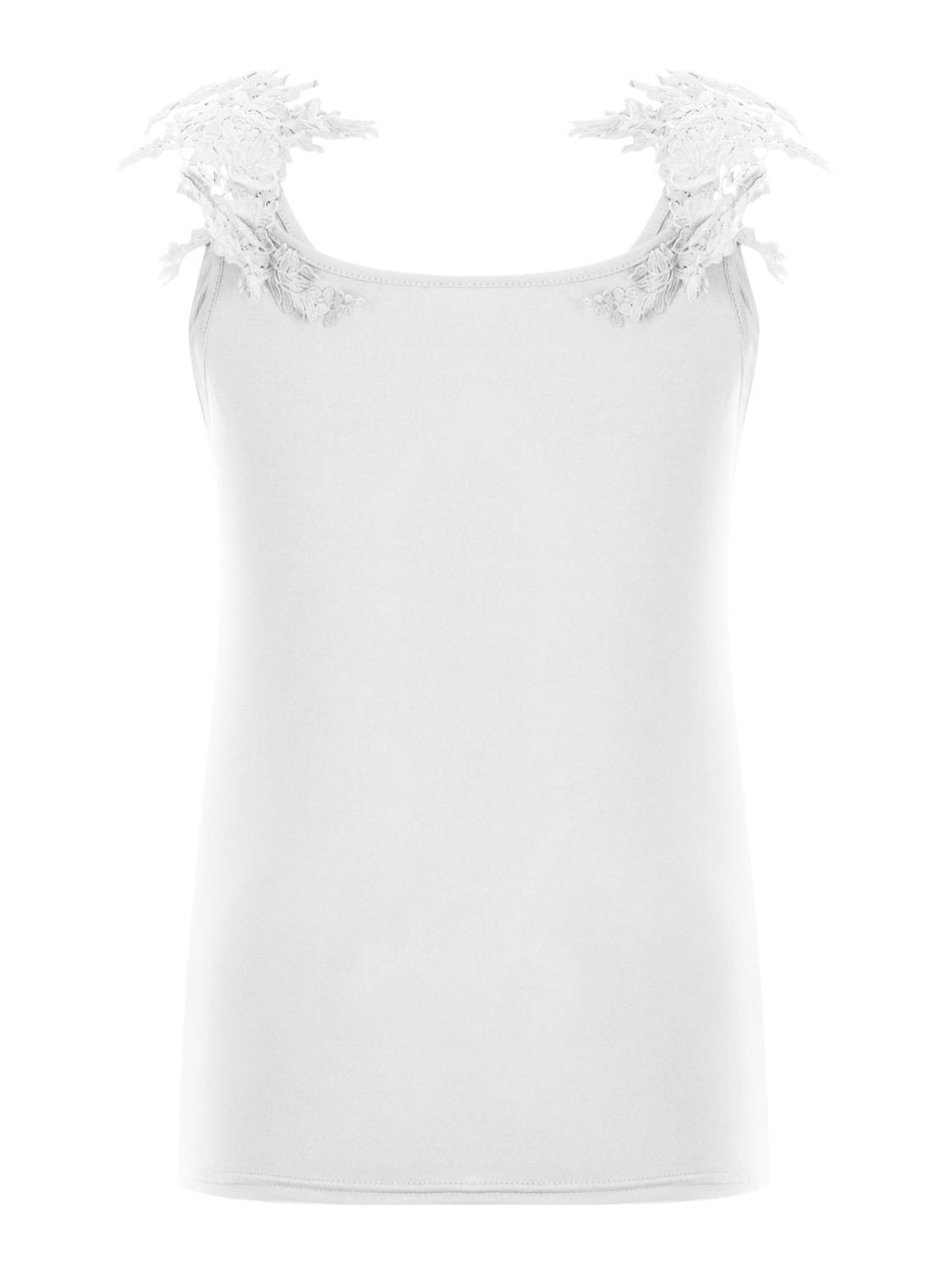 Full Size Lace Detail Scoop Neck Tank - Shimmervee